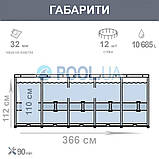 Каркасний басейн Intex 28726 (26718) Prism Frame 366 х 122 см, фото 3