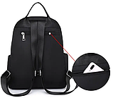 Рюкзак жіночий чорний із нейлонової тканини 357G, фото 3