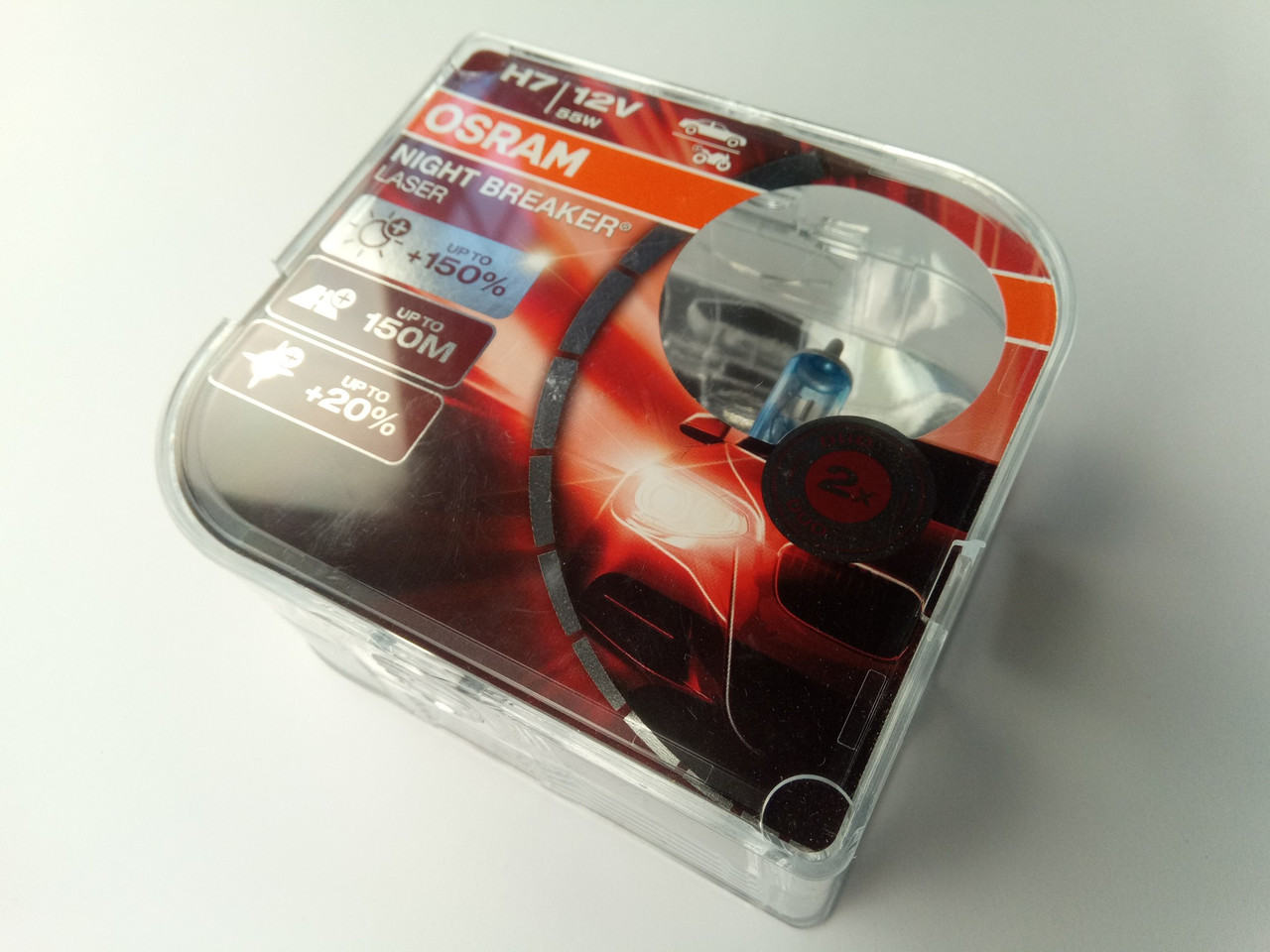 Лампа OSRAM H7 12v 55w Night Breaker Laser (+ 150 %) (64210 NL) пара (64210NL-HCB), фото 1