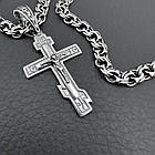 Тонкий чоловічий срібний комплект Бісмарк з чорнінням: ланцюжок 5 мм + хрестик (23 г, 925 проба), фото 6