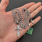 Тонкий чоловічий срібний комплект Бісмарк з чорнінням: ланцюжок 5 мм + хрестик (23 г, 925 проба), фото 4