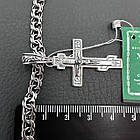 Тонкий чоловічий срібний комплект Бісмарк з чорнінням: ланцюжок 5 мм + хрестик (23 г, 925 проба), фото 8