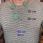 Тонкий чоловічий срібний комплект Бісмарк з чорнінням: ланцюжок 5 мм + хрестик (23 г, 925 проба), фото 7