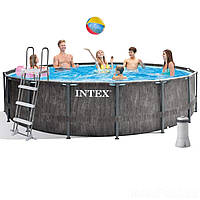 Каркасний басейн Intex 26742, 457 x 122 см з повним комплектом (3 785 л/год, сходи, тент, підстилка)