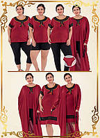 Женская пижама большого размера 50-54 Oversize, красный комплект 7 предметов Jenika 2898 Турция