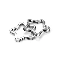Кольцо плоское металлическое для ключей 35 мм "Звезда" Серебристое 1 штука. Брелок для ключей