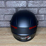 Мотошолом напівлицьовик чорний матовий із дзеркальним візором S-M для скутера, мотоцикла, фото 4