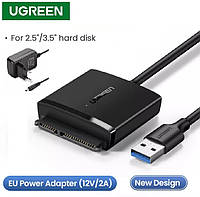 Переходник UGREEN CM257 SATA to USB 3.0 Converter для HDD/SSD Hard Disk 3.5/2.5 (с адаптером питания) (60561)