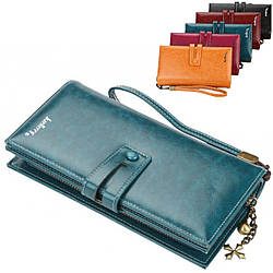 Жіночий гаманець-портмоне з екошкіри (20х10х3,5 см) Baellerry N1632 Women Long, Темно бірюзовый / Клатч на кнопці