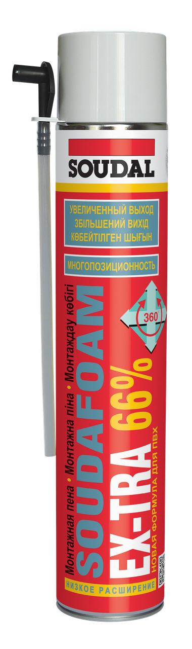 Soudal Soudafoam Ex-Tra 66% - високопродуктивна монтажна піна, 750 мл, фото 1