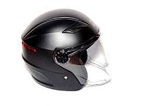 Мотошлем полулицевик чорный матовый для скутера, мотоцикла