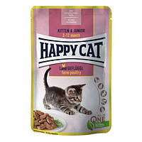 Корм вологий для кошенят Happy Cat Kitten & Junior в соусі з птахом, 85г