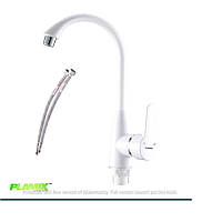 Пластиковий змішувач для кухні PLAMIX Mario-011 White + шланги М10 40 см