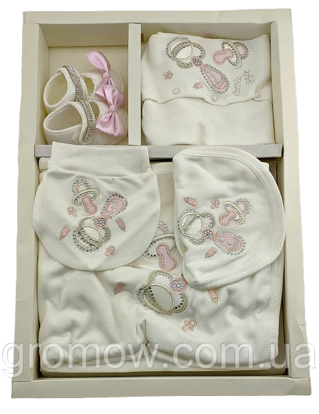 Подарунковий набір костюм 0 до 4 місяців Туреччина для новонароджених набір на виписку білий (НПК43), фото 1