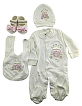 Подарунковий набір костюм 0 до 4 місяців Туреччина для новонароджених набір на виписку білий (НПК42), фото 2