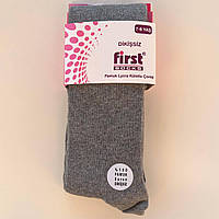 Детские хлопковые колготки First Socks бесшовные серые 86-92 / 1,5-2 года