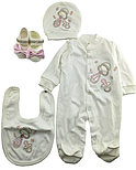 Подарунковий набір костюм 0 до 4 місяців Туреччина для новонароджених набір на виписку білий (НПК43), фото 2