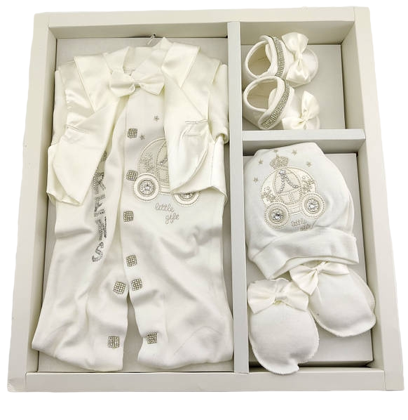 Подарунковий набір костюм 0 до 4 місяців Туреччина для новонароджених набір на виписку білий (НПК49), фото 1