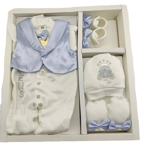 Подарунковий набір костюм 0 до 4 місяців Туреччина для новонароджених набір на виписку блакитний (НПК61)