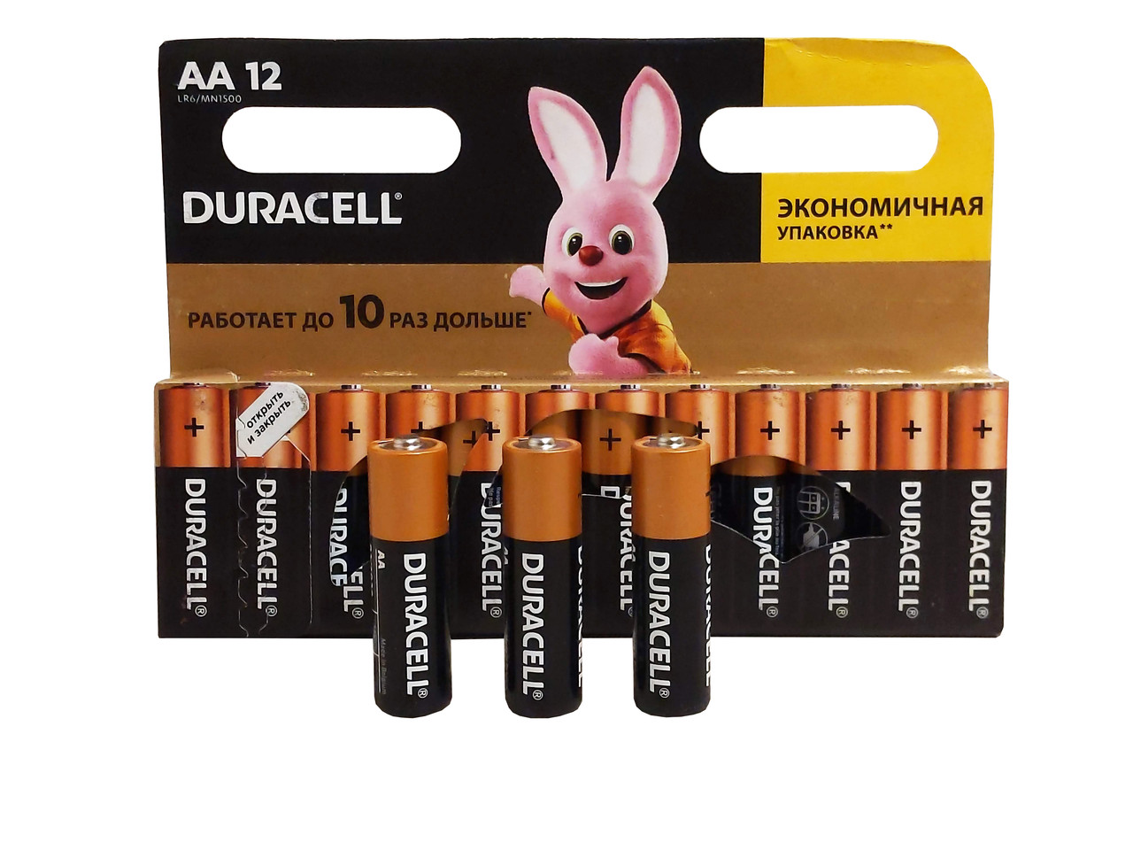 Лужні батарейки Duracell АА LR6 12 штук у коробці, паковання пальчикових батарейок