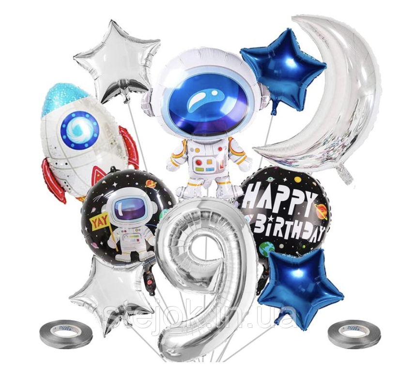 Набір куль із цифрою Space, колір срібло, фото 1