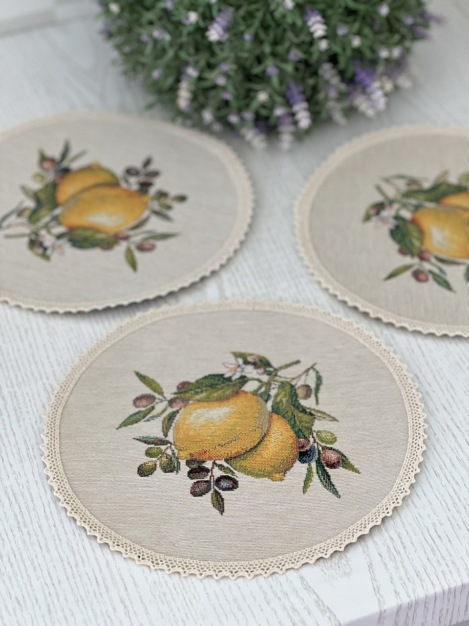 Серветка сервірувальна, кругла гобеленова (Ø20 см.), фото 1