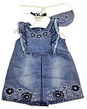 Дитячий сарафан 9, 12 місяців Туреччина для новонародженої дівчинки джинсовий літній синій (ПДН2), фото 2
