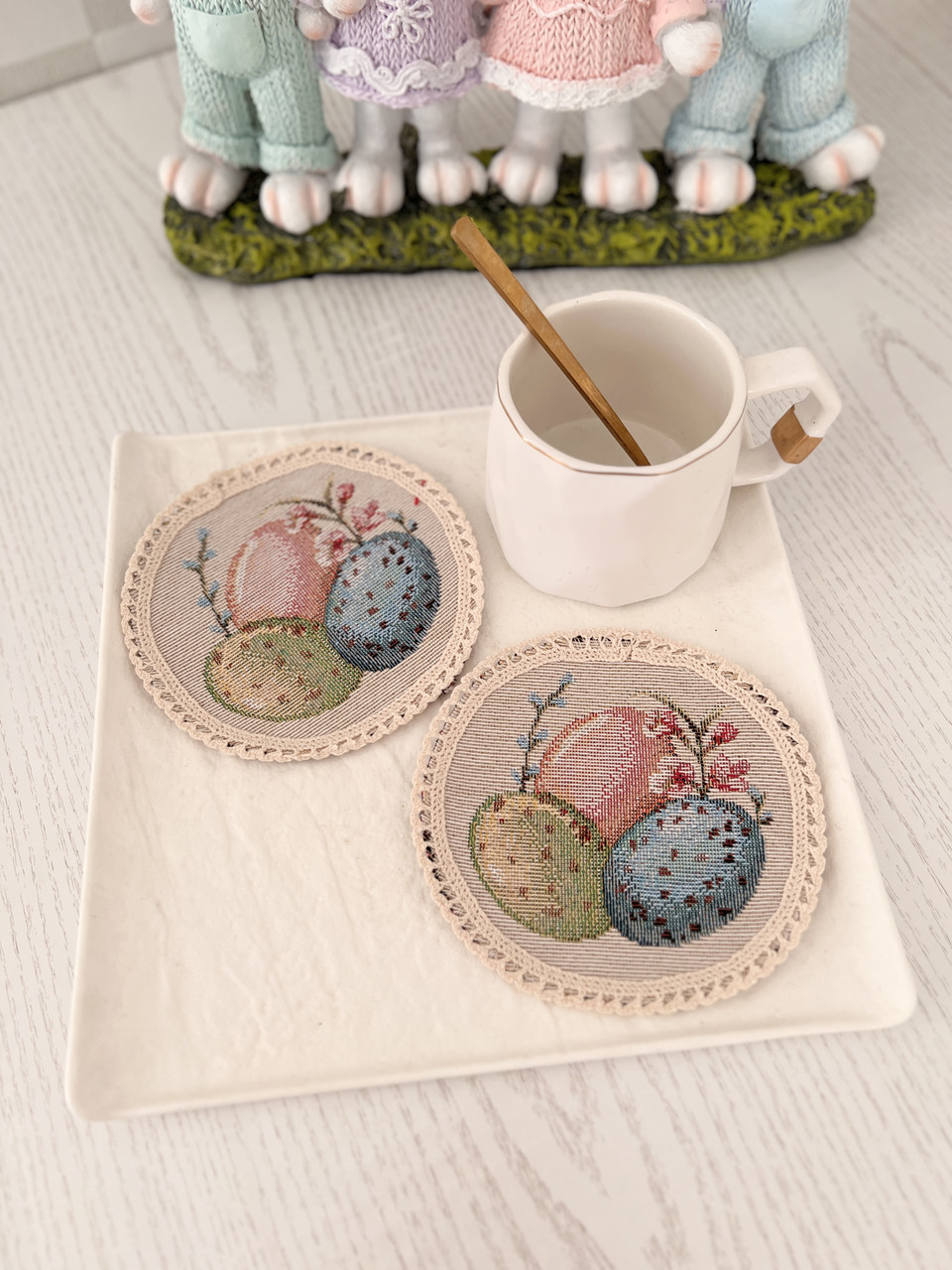 Серветка сервірувальна кругла гобеленова Великодня (Ø10 см.), фото 1