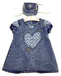 Дитячий сарафан 9, 12 місяців Туреччина для новонародженої дівчинки джинсовий літній синій (ПДН3), фото 3