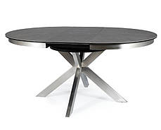 Стіл обідній розкладний PORTO CERAMIC темно-сірий/сталь матова 120-160x120x76 (кераміка+сталь), фото 4