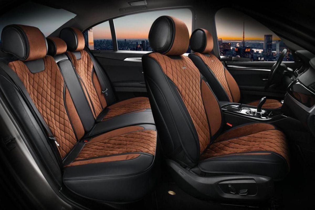 Накидки для Сидінь Алькантара "Elegant" NAPOLI Коричневий Темний Повний Кт. (700 115)