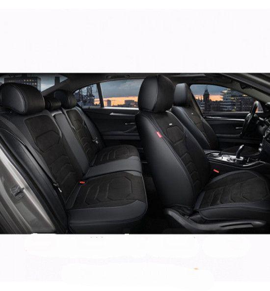Авточехлы накидки для сидений 5D Алькантара Экокожа Elegant VERONA комплект Черные (700 146)