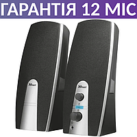 Колонки Trust Mila 5W, черные, USB/3.5 mm jack, маленькие колоночки для компьютера (ПК) и ноутбука