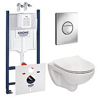 Унитаз с инсталляцией Grohe Rapid SL3 и клавишей A34H398000_3884000G_38844000