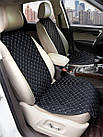 Накидки для сидінь Алькантара комплект Чорні - сіра нитка, фото 2