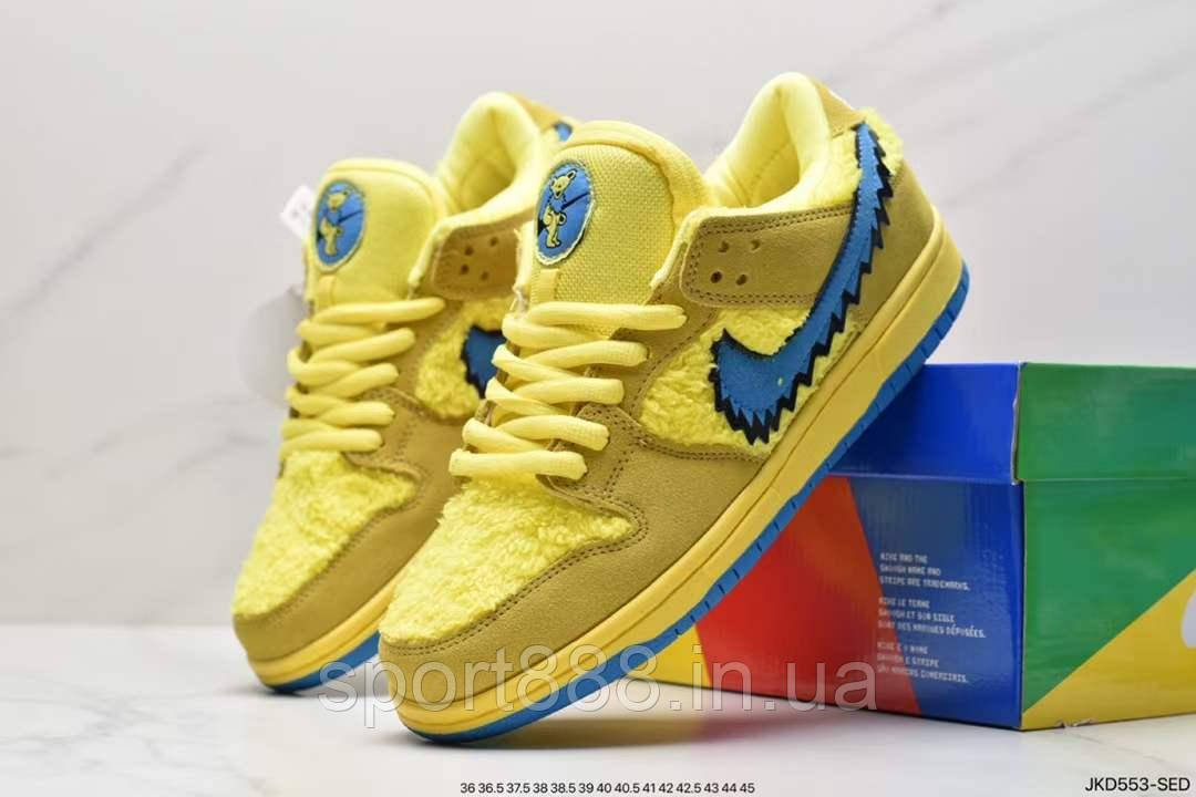 Eur36-46 Nike SB x Grateful Dead Dunk Low Pro QS "Opti Yellow" жовті чоловічі кросівки, фото 1