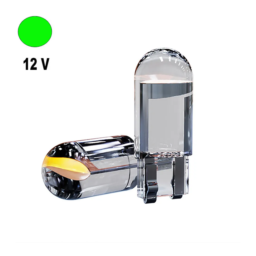 Автолампа Terra T10/W5W, цоколь W2.1x9.5d, COB, скло, зелений, 12 В