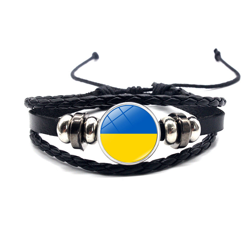 Патріотичний браслет ручної роботи з українською символікою (прапор) на затяжці. Розмір 18-25 см