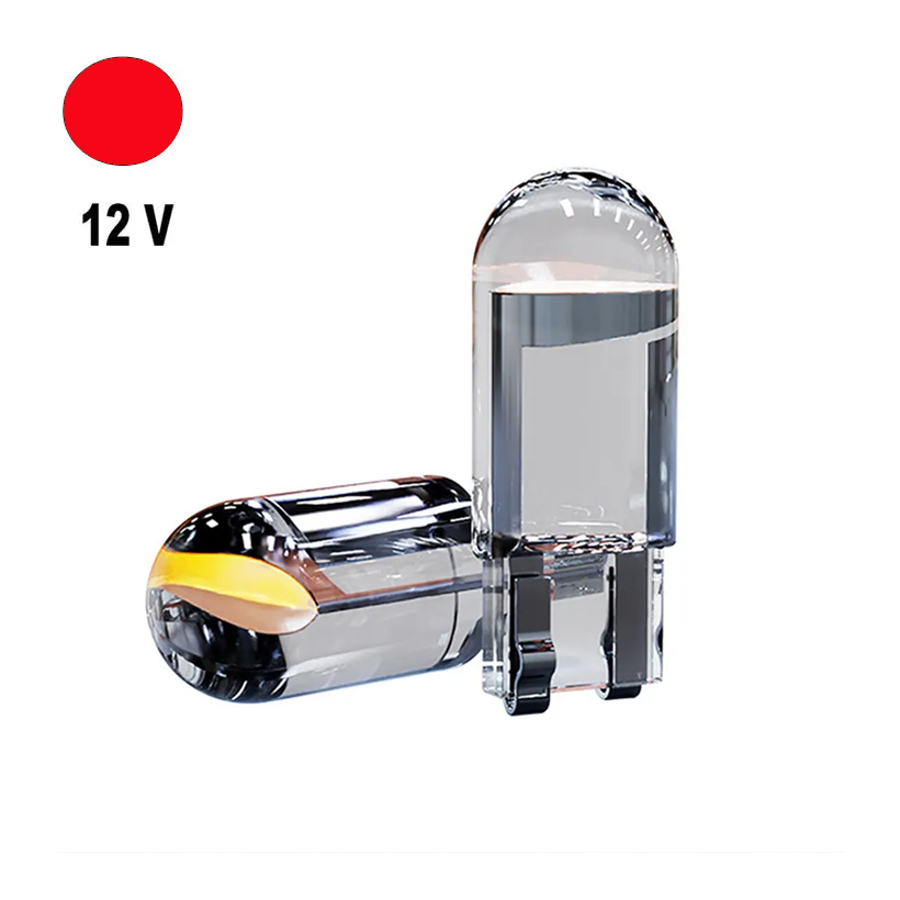 Автолампа Terra T10/W5W, цоколь W2.1x9.5d, COB, скло, червоний, 12 В