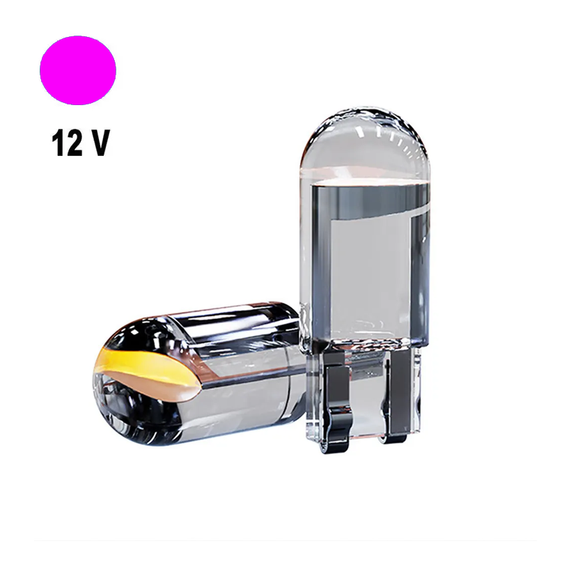 Автолампа Terra T10/W5W, цоколь W2.1x9.5d, COB, скло, рожевий, 12 В