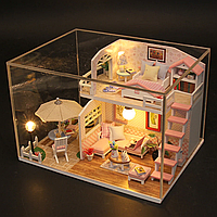 Румбокс 3D інтер'єрний конструктор «Рожевий рай» DIY із захисним куполом від пилу M033