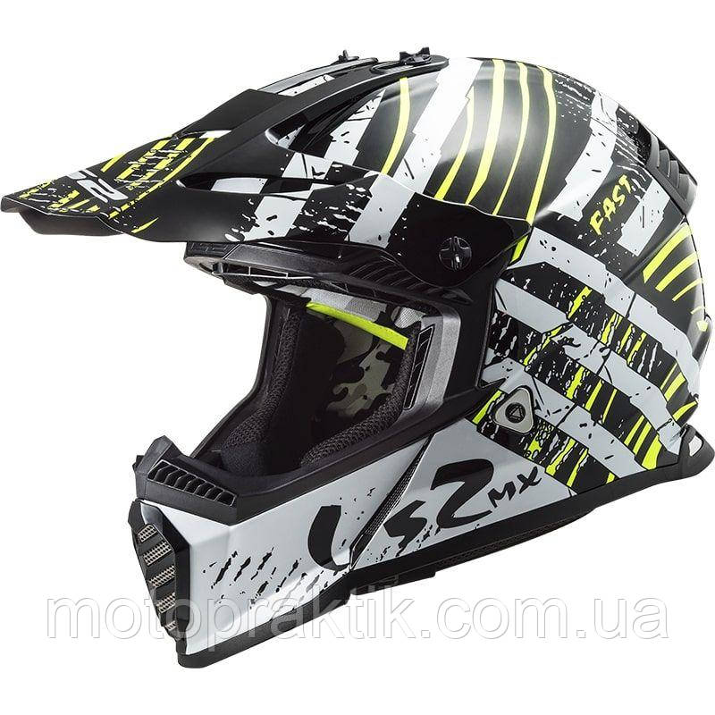 LS2 MX437 FAST EVO Verve Black White, XXL Мотошолом кросовий