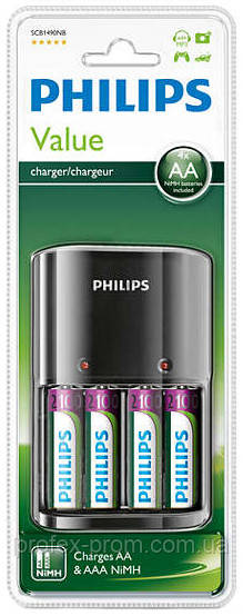 Зарядний пристрій з акумуляторами Philips Battery charger SCB1490NB/12 incl.4x AA 21(блістер)