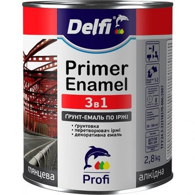 Грунт-емаль по іржі 3 в 1 Delfi хакі 2.8 кг, фото 1