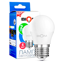 Світлодіодна лампа BIOM BT-544 G45 4 W E27 4500 K (Шар)