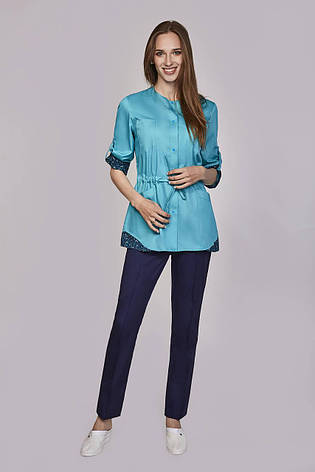Жіноча медична куртка топ Ангела бірюзовий - Одяг косметолога, фото 1