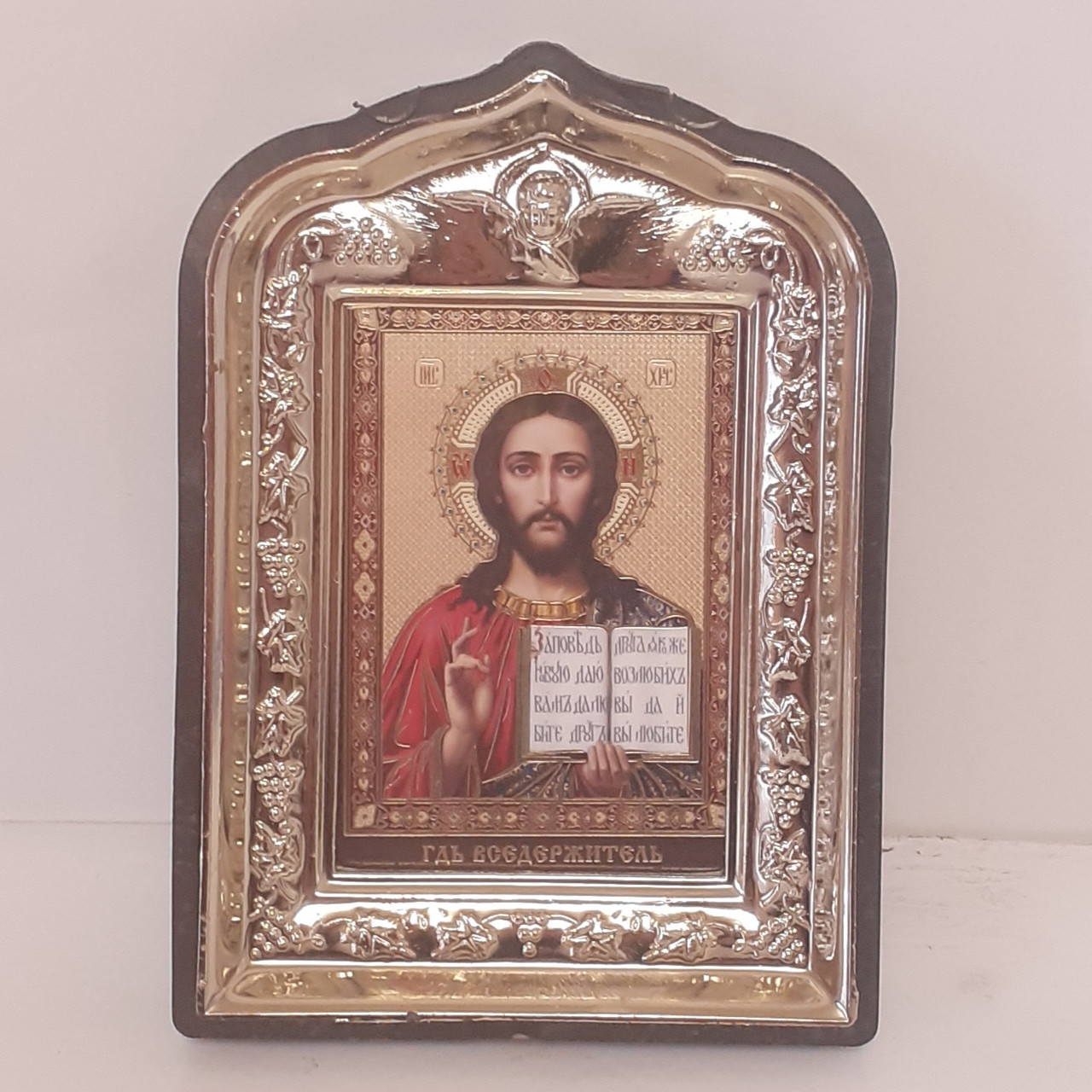 Ікона Господа Вседержителя, лик 6х9, у пластиковій чорній рамці