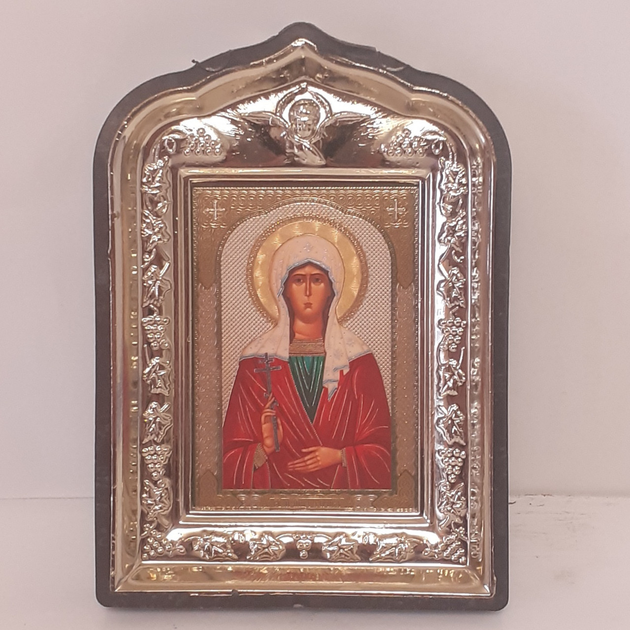 Ікона Лариса свята великомучениця, лик 6х9, у пластиковій чорній рамці