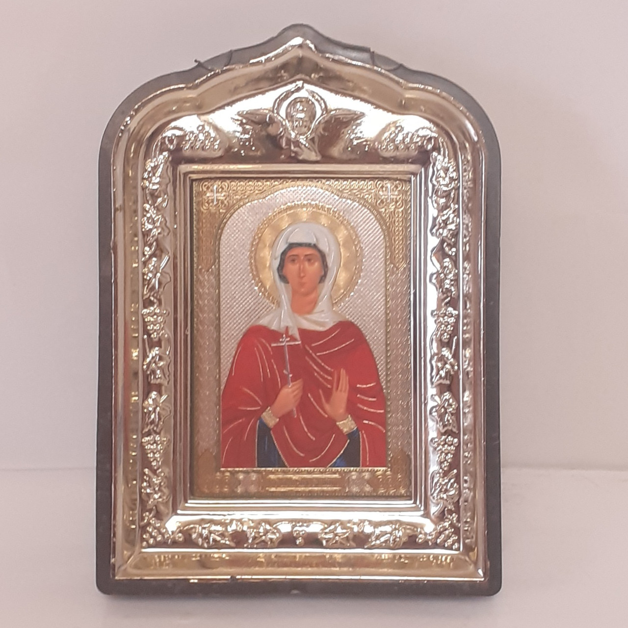 Ікона Галина свята мучениця, лик 6х9, у пластиковій чорній рамці