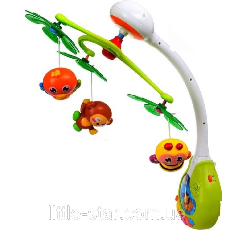 Музична карусель мобіль на ліжечко, 13 мелодій, 7 підсвіток, регулятор гучності